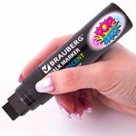 Маркер меловой "POP-ART" ЧЕРНЫЙ, 15 мм, сухостираемый, для гладких поверхностей, BRAUBERG, 151544