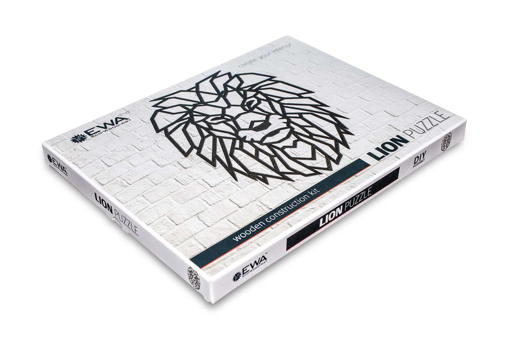 Полигональная картина "Лев" от EWA - Деревянные панно и карты на стену интерьерная сборная модель, пазл