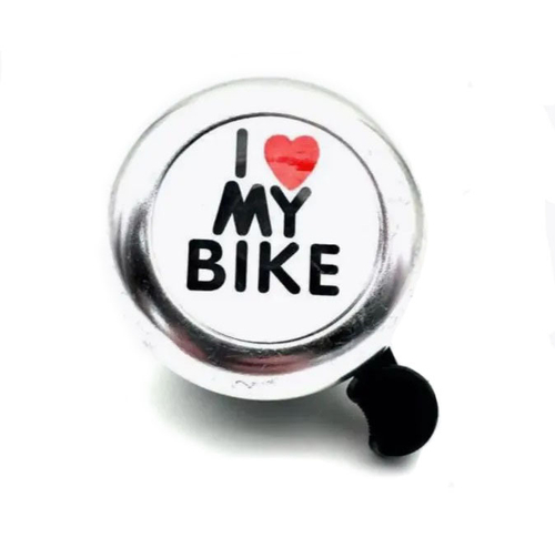 Звонок "I LOVE MY BIKE" хромированный, сталь/пластик