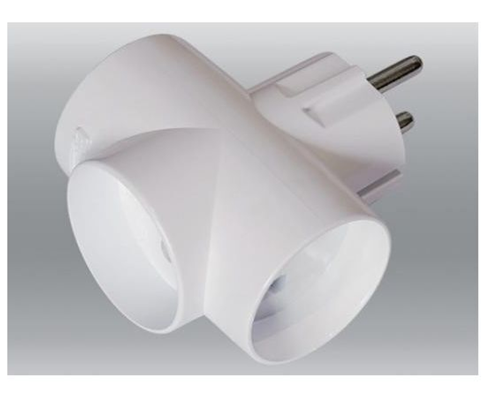 TOKER 3Т16 разветвитель (тройник) 3 розетка 16А белый (T-образный) негорючий ABS-пластик, ИУ