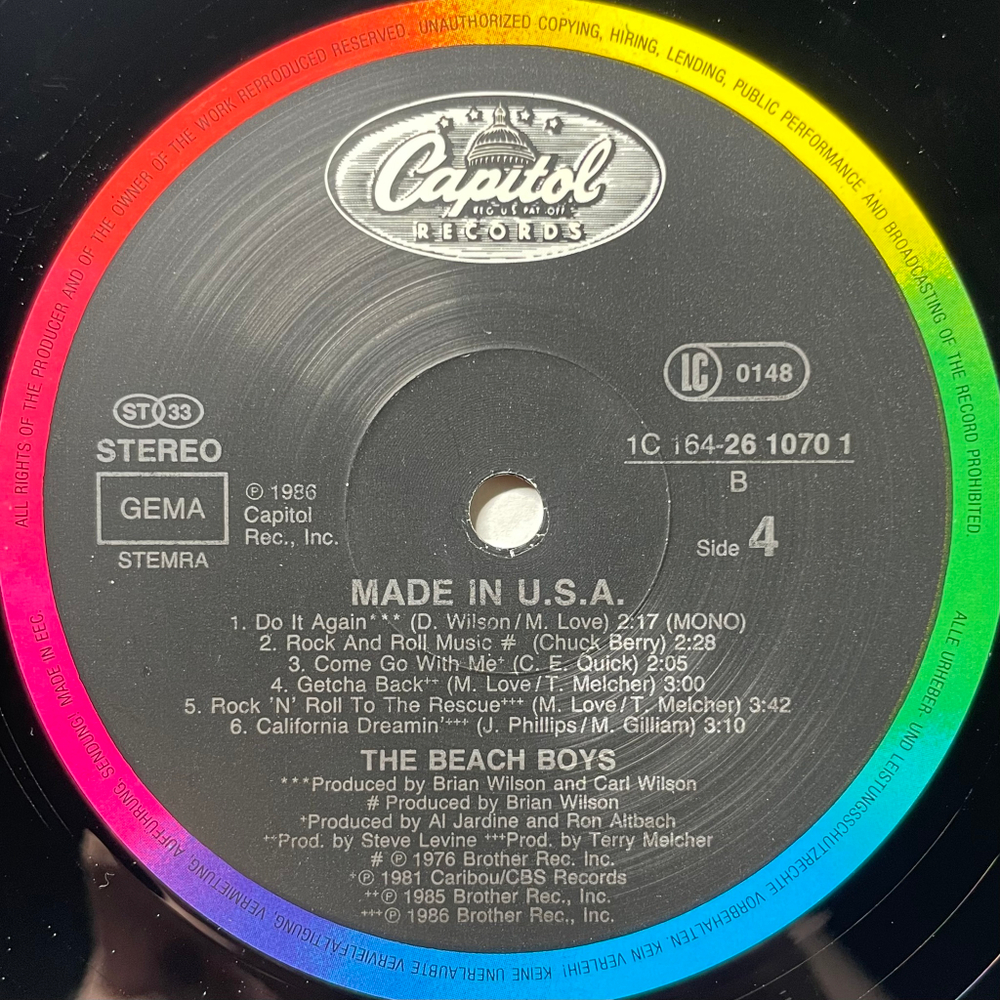 The Beach Boys ‎– Made In U.S.A. 2LP (Европа 1986г.)