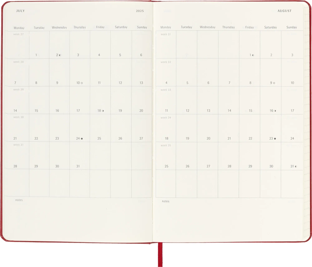 Еженедельник на 2025-2026 гг Moleskine Academic WKNT (DHF218WN3) 13х21 см, твердая обложка, красный