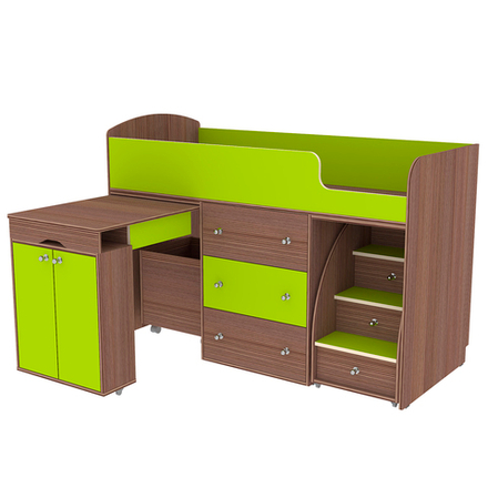 Кровать-чердак КарИВи Малыш Бодего Темный Лайм