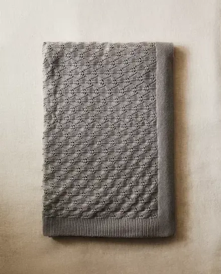 ZARA HOME ДЕТСКИЙ ПЛЕД С РЕЛЬЕФНЫМ УЗОРОМ, СЕРЫЙ