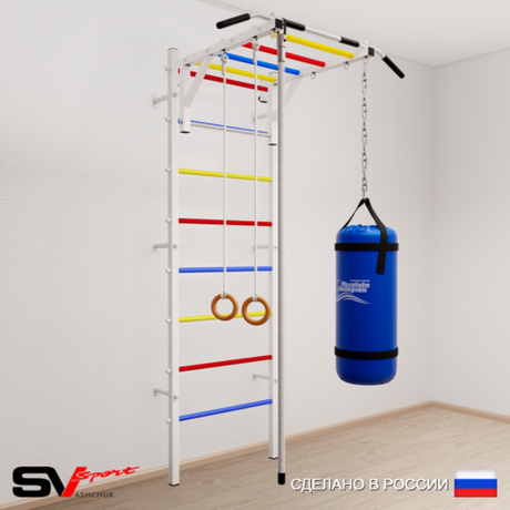 Шведская стенка Sv Sport 5333 (Турник рукоход/Канат/Кольца/Цепь/Мешок 30кг)