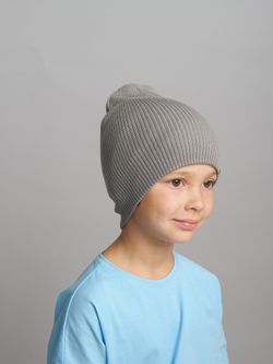 Шапка вязаная хлопковая ТВИНС(Синий пепел, пепельный)