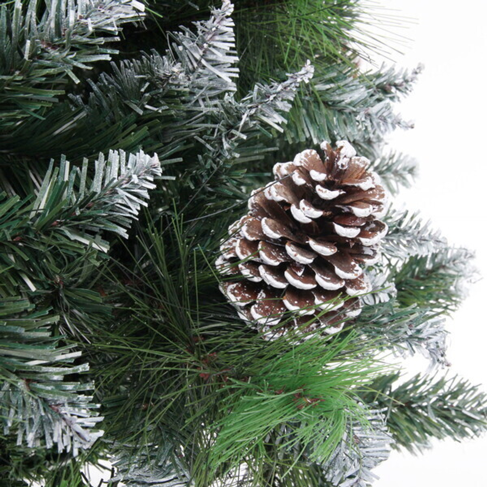 Ёлка «Сказочный лес» 270 см,ПВХ+леска, с белым напылением+шишки (2407 веток)