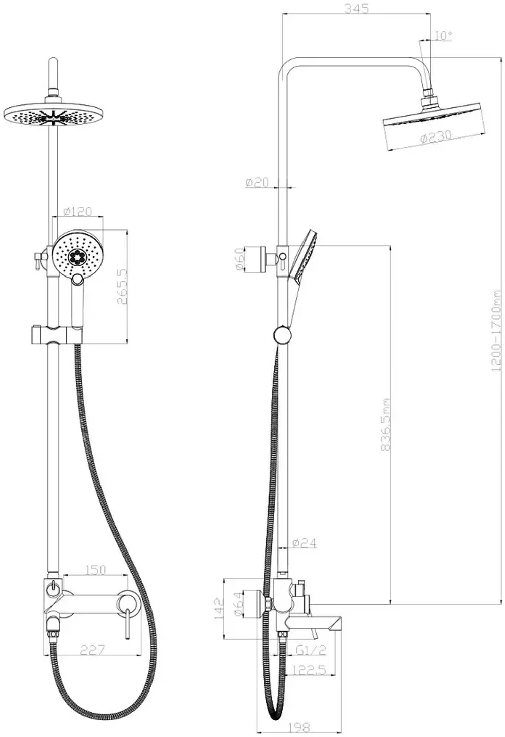 Смеситель Lemark Minima LM3862C для ванны и душа
