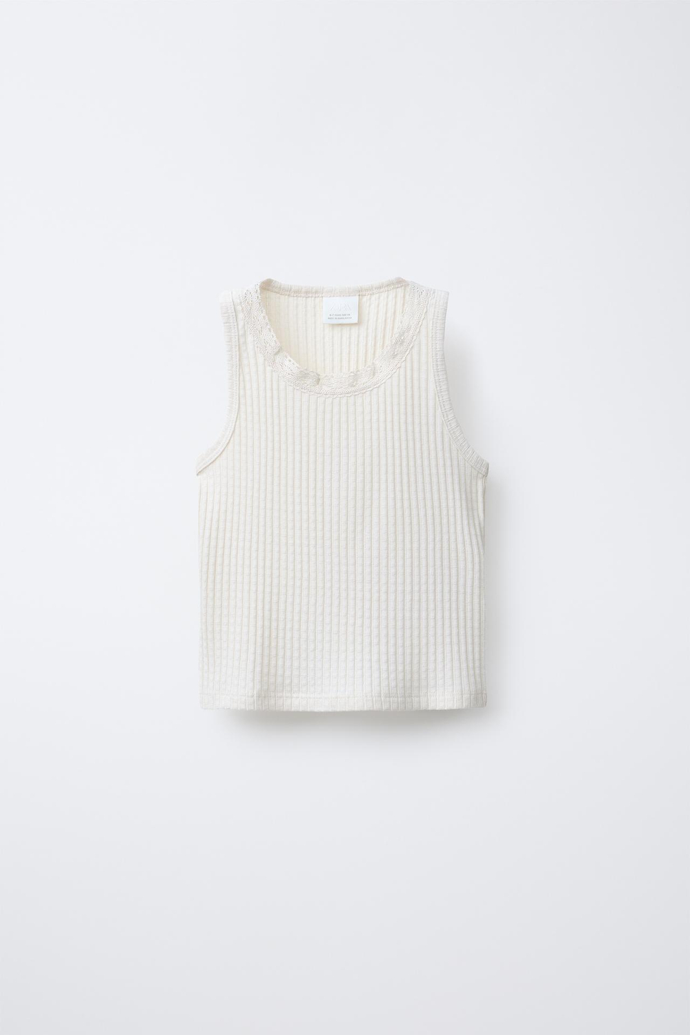 ZARA МАЙКА В РУБЧИК И БРЮКИ С КРУЖЕВНОЙ ОТДЕЛКОЙ, ЭКРЮ