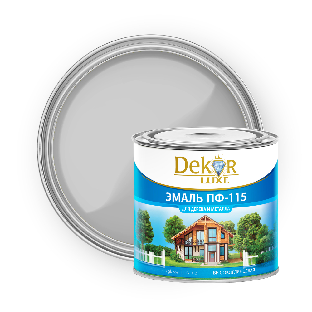 DEKOR LUXE  Эмаль ПФ-115 Светло-серая 1,8 кг (Кубанские краски)