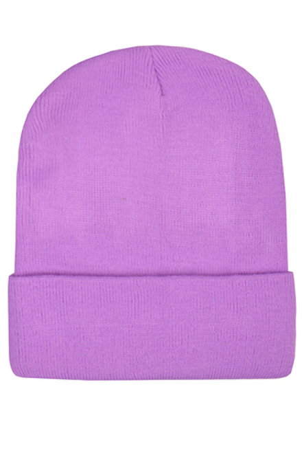 Шапка с подворотом сиреневая