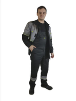 Костюм мужской летний «ЮЖНАЯ ШИРОТА» (куртка+полукомбинезон) цв.черный/серый
