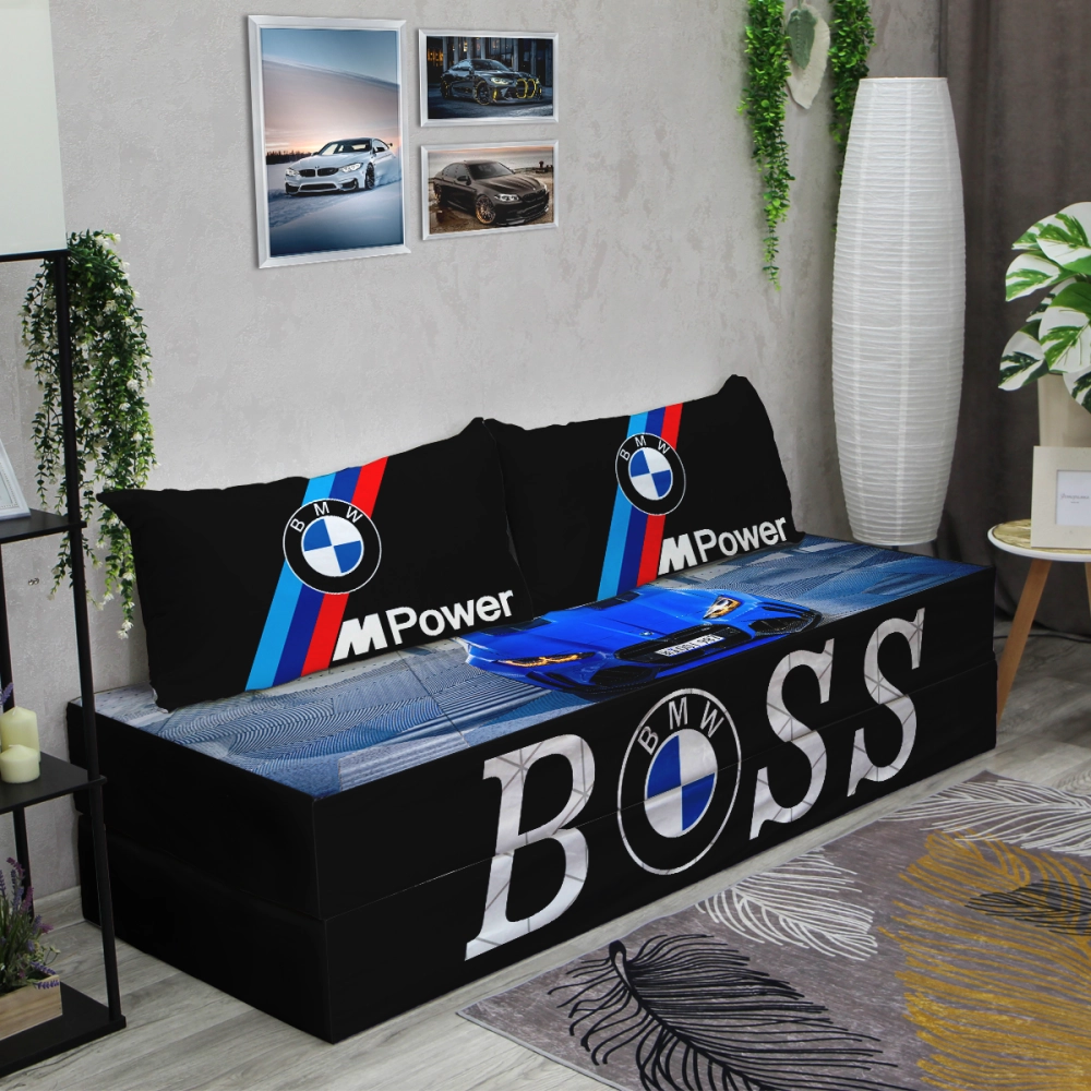 Бескаркасный диван кровать раскладной "BMW Boss"