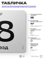 Табличка с номером подъезда 8, для многоквартирного жилого дома, серия СОСЕДИ, 18х18 см, пластиковая, Айдентика Технолоджи