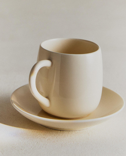 Zara Home чайная пара из каменной керамики, цвет кремовый, 9.3 см