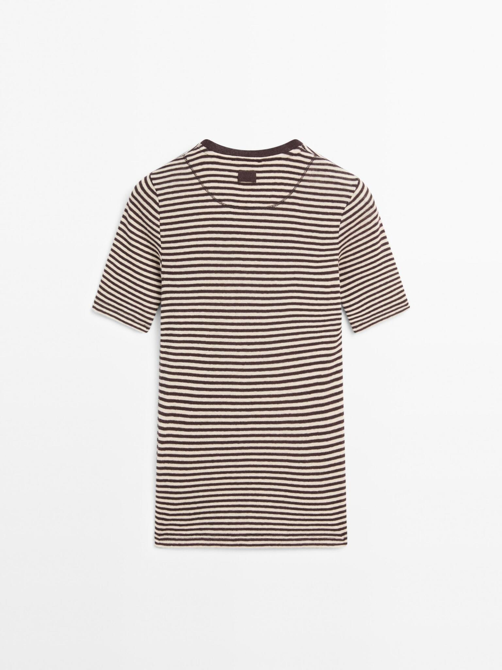 Massimo Dutti Футболка в полоску с короткими рукавами, коричневый