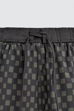 ZARA ДЛИННЫЕ ПЛАВКИ В КЛЕТКУ, ЧЕРНЫЙ