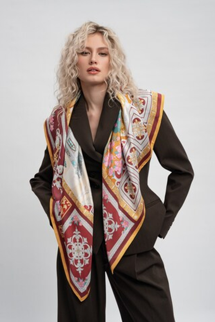 Платок «Романтическая Александрия» 100% шёлк, бордовый