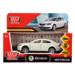 Модель ин. мет. "Skoda Octavia" 12см, двери, багаж, белый коробка OCTAVIA-12-WH (Технопарк)