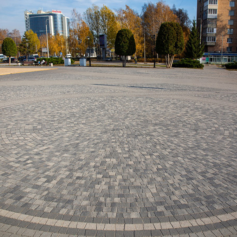 Тротуарная плитка АНТИК - Листопад гладкий Антрацит, комплект из 5 видов плит