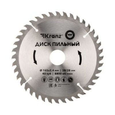 Диск пильный 185 мм х 40 зуб х 30/20 мм Kranz