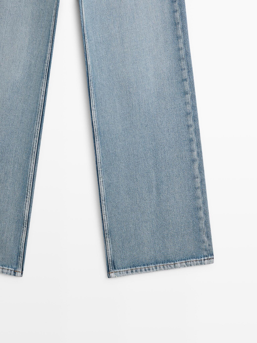 Massimo Dutti Джинсы с высокой талией и широкими штанинами, светло-голубой