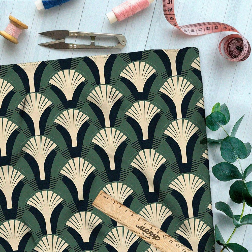 Ткань премиум атлас абстрактный вихрь