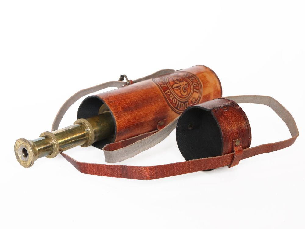 Nautical Подзорная труба в кожаном футляре