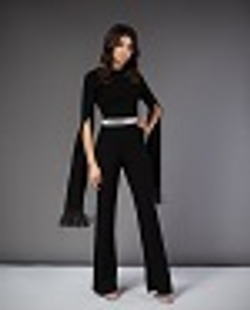 44-19 SS Комбинезон с длинными рукавами и бахромой, черный M