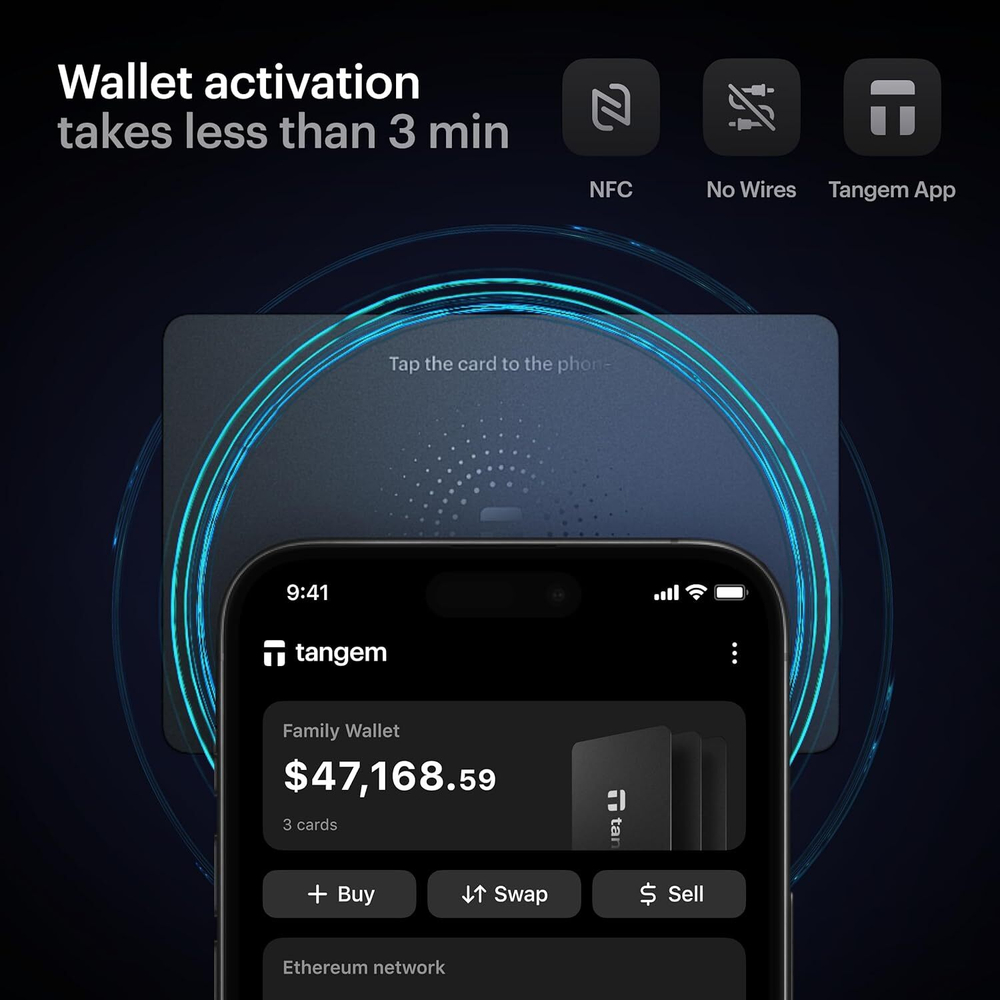 Набор из 3 аппаратных кошельков Tangem Wallet 100% оффлайн-хранилище для Bitcoin, Ethereum, NFT и других активов