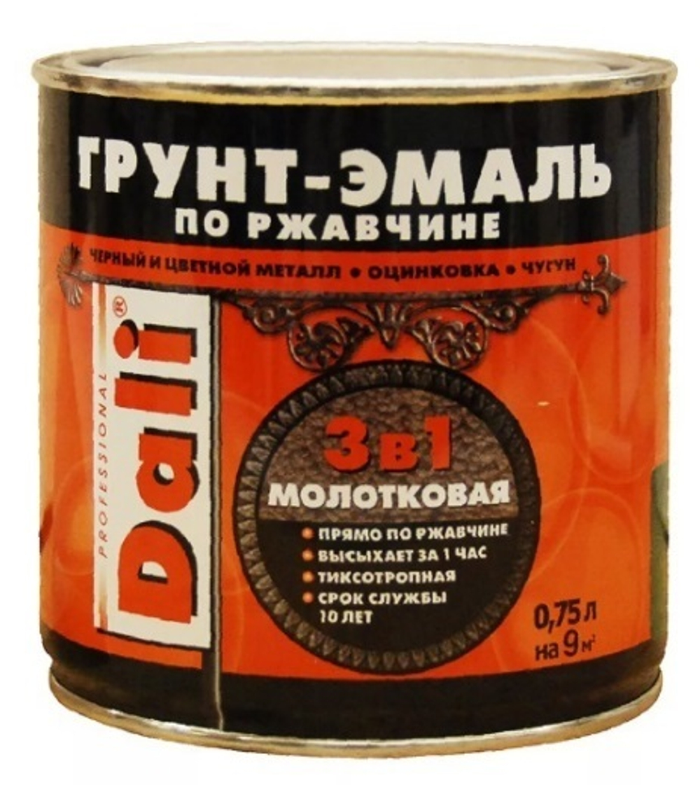 Грунт-эмаль по ржав. молот-я 3в1 2 л зеленый Dali