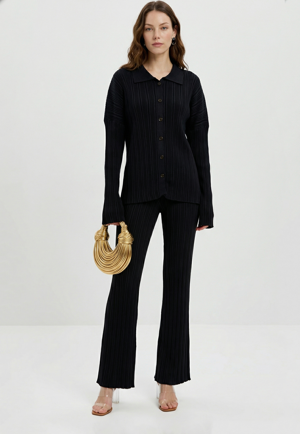 Кардиган в рубчик