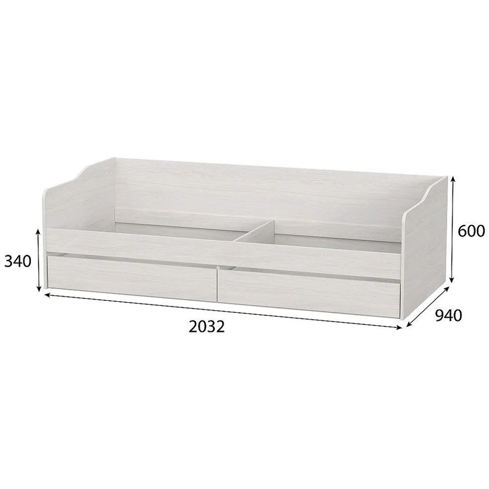 Кровать детская с основанием и матрасом Софт КР 1 90х200, Ясень анкор светлый