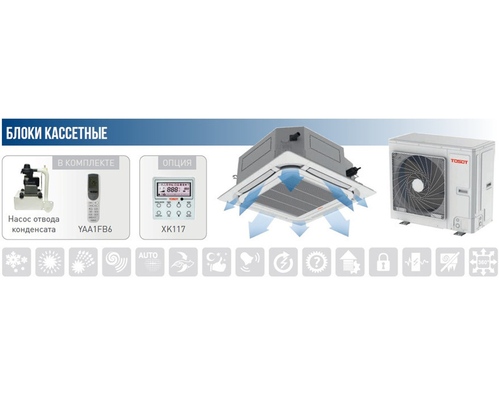 Кассетная сплит-система TOSOT T18H-ILC/I/TF05P-LC/T18H-ILU/O инверторная
