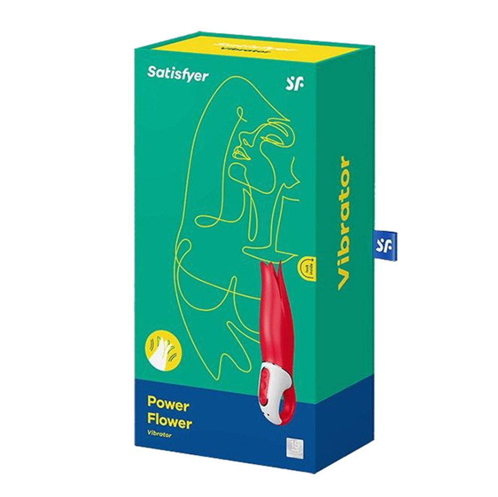 Красный вибратор 18,8см с лепестками Satisfyer Power Flower