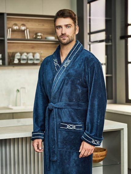 Халат мужской SAMUEL без капюшона Морская волна POLENS Турция