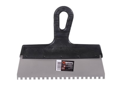 Шпатель ВИХРЬ 6х6 мм, зубчатый, нержавейка, пластик, 250мм