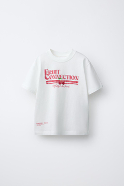 ZARA ФУТБОЛКА С ПРИНТОМ ФРУКТЫ, БЕЛЫЙ