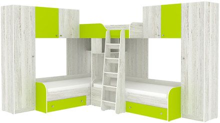 Трехместная кровать КарИВи Трио 3 Винтерберг Лайм