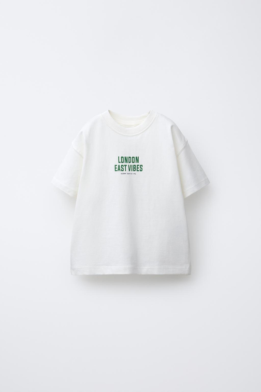 ZARA ФУТБОЛКА С НАДПИСЬЮ, БЕЛЫЙ