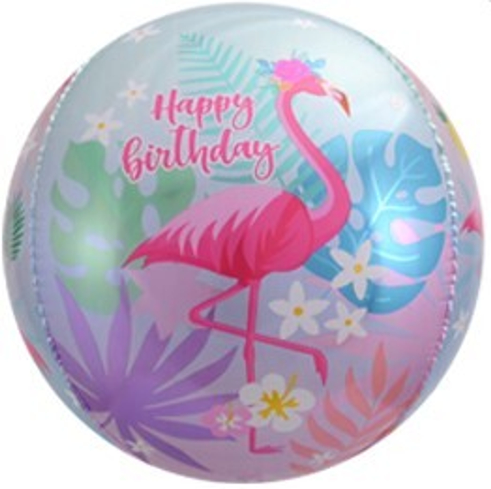 К Сфера 3D С Днем Рождения (фламинго) (24''/61 см)