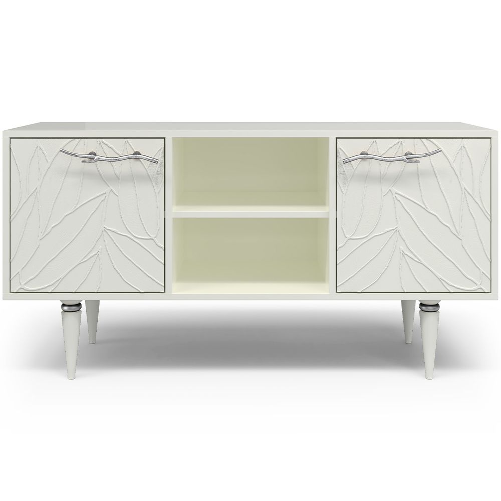 Тумба под ТВ Арт Колор leaves 117см Классик Сильвер Белый опал