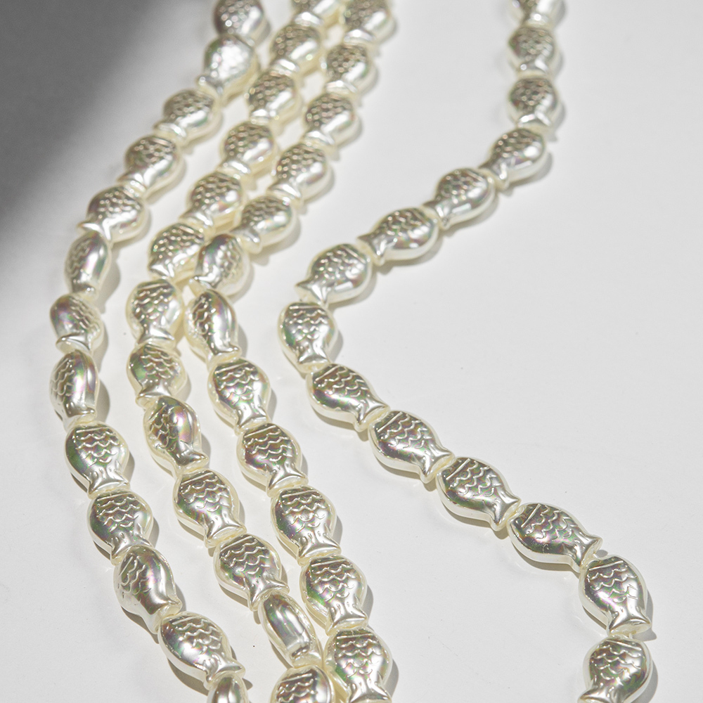 Хрустальный жемчуг в форме рыбок, айвори, 14*10мм