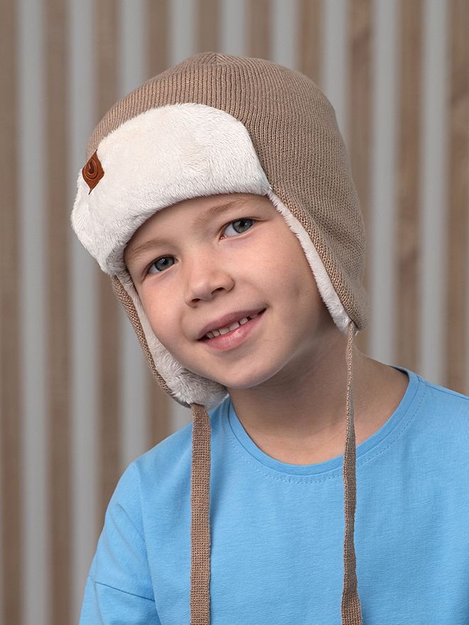 Шапка весенняя/осенняя вязаная (Капучино) ТОКИ велюр