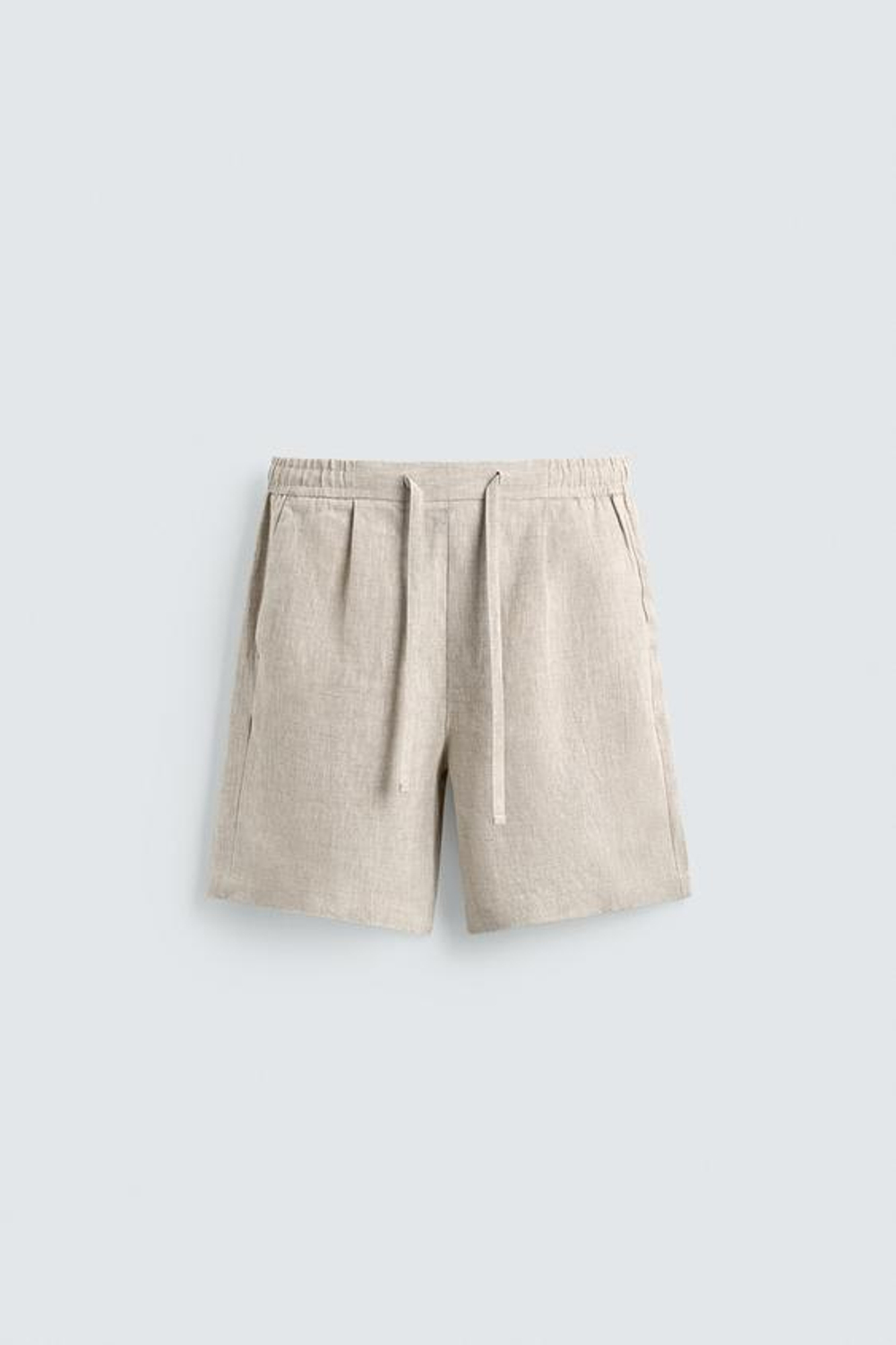 ZARA ШОРТЫ RELAXED FIT ИЗ 100% ЛЬНА, СВЕТЛО-БЕЖЕВЫЙ