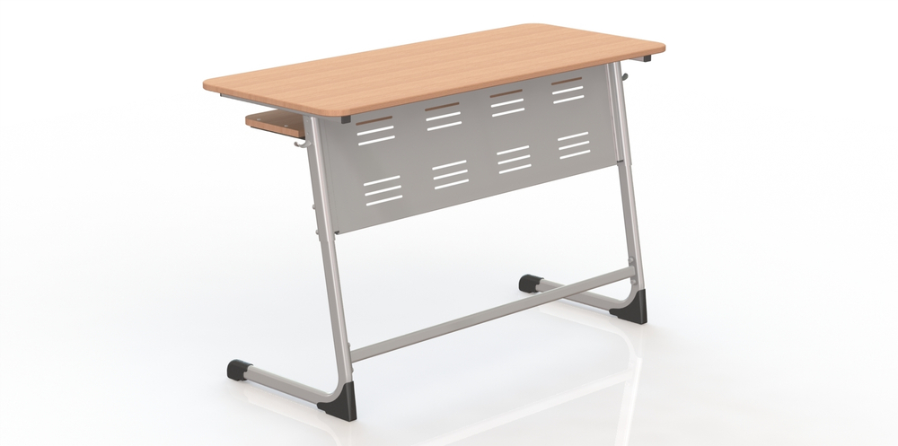 Парта двухместная Mega Smart Perfo с полкой и перфорированным экраном