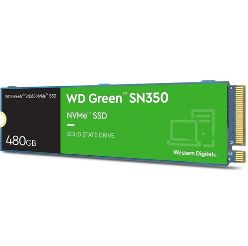 Жесткий диск SSD M.2 480GB Western Digital Green SN350, 2400/1650MBs, TLC 3D NAND, 2280, PCI-E 3.0x4 (WDS480G2G0C)