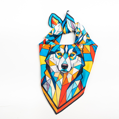 Шейный платок «Хаски (витраж)», 70×70 см