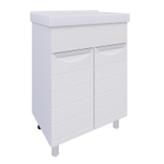 Тумба под раковину, 2 двери, 600, коллекция (Вероника, Cersanit Como, Основной, Белый снег, Молочный глянец)