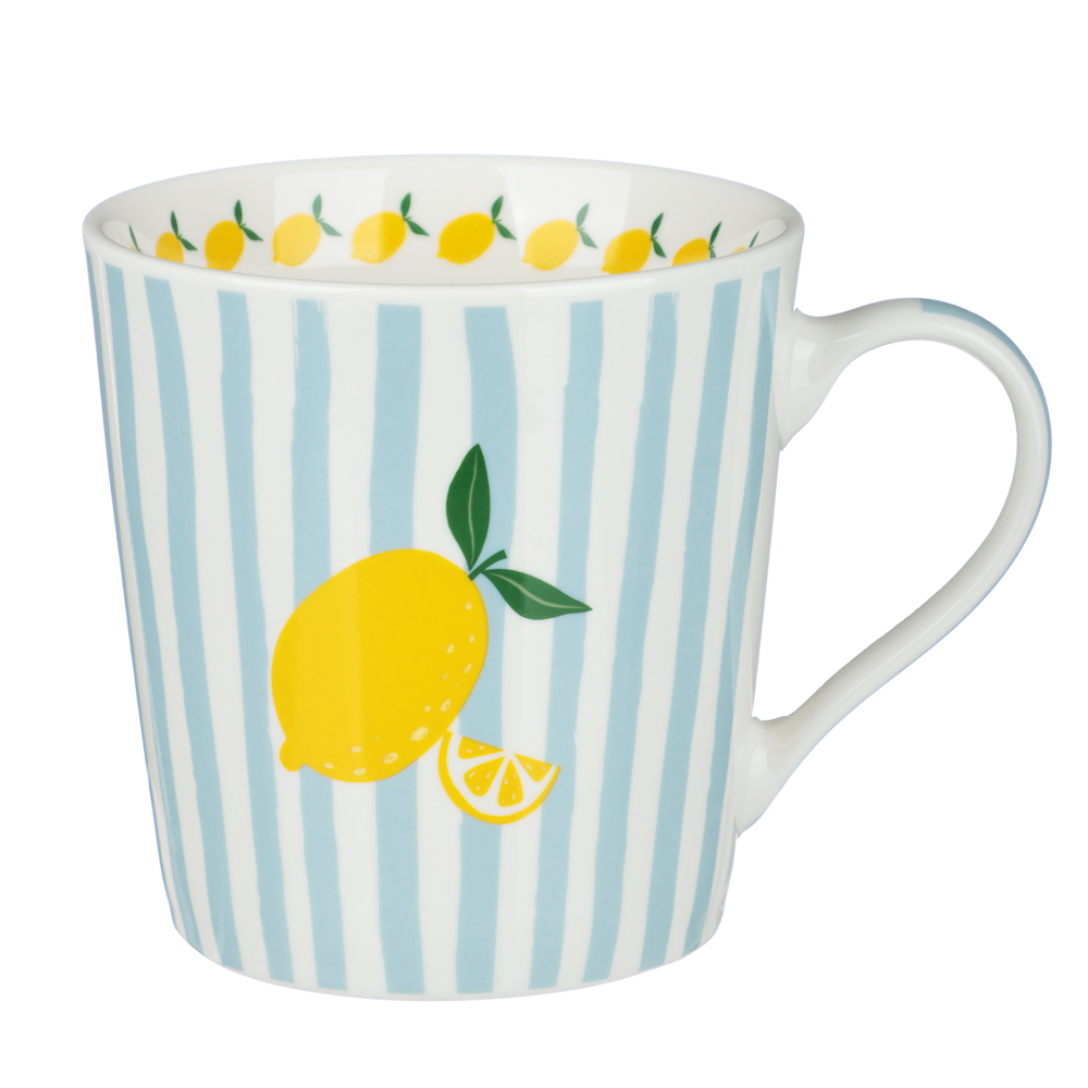 Кружка Фрукты в полоску тм MILLIMI, 330мл, 2 дизайна, фарфор